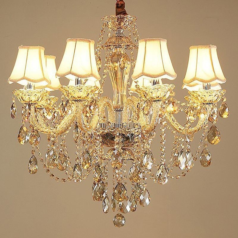 Lampadario in cristallo cognac, plafoniera in stile europeo