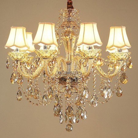 Lampadario in cristallo cognac, plafoniera in stile europeo