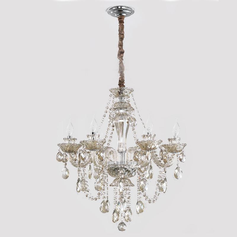 Lampadario in cristallo cognac, plafoniera in stile europeo
