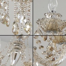 Lampadario in cristallo cognac, plafoniera in stile europeo