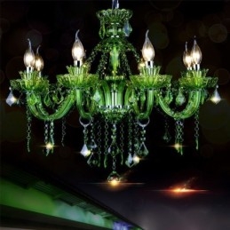 Lampadario a candela in cristallo verde stile europeo