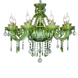 Lampadario a candela in cristallo verde stile europeo