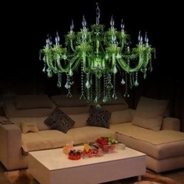 Lampadario a candela in cristallo verde stile europeo