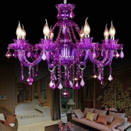 Lampadario europeo in cristallo viola