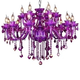 Lampadario europeo in cristallo viola