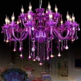 Lampadario europeo in cristallo viola