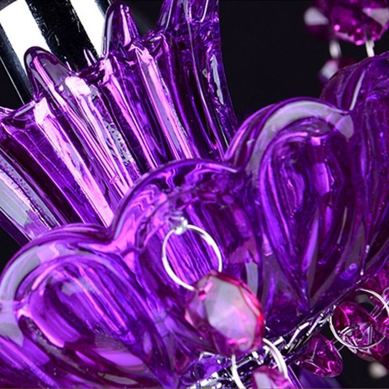 Lampadario europeo in cristallo viola