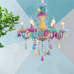 Lampadario a sospensione in cristallo colorato stile europeo Macaron
