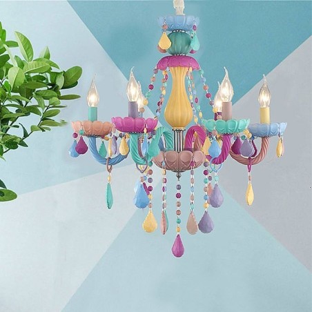 Lampadario a sospensione in cristallo colorato stile europeo Macaron