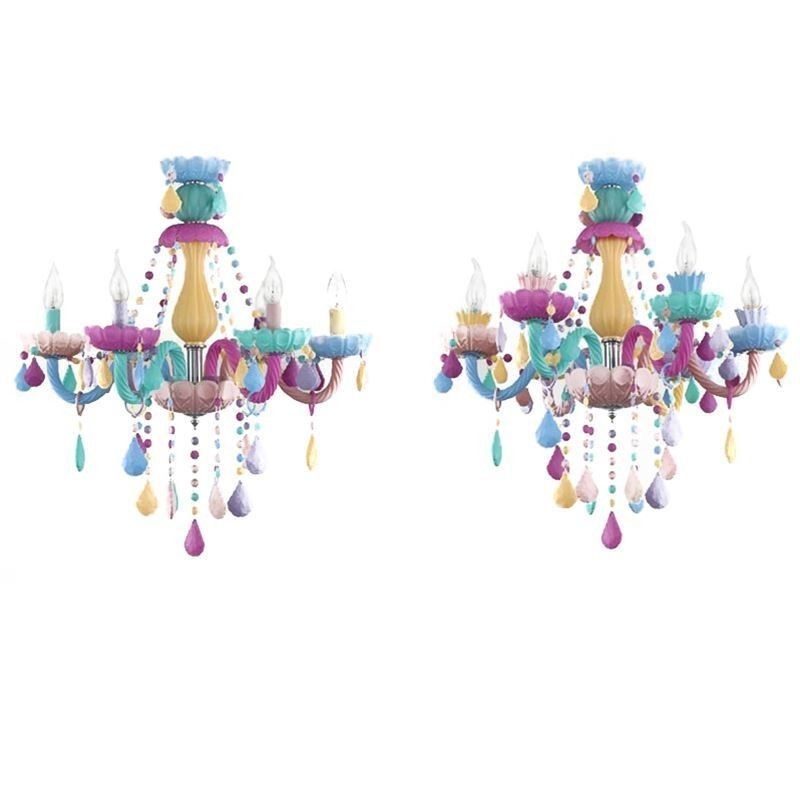 Lampadario a sospensione in cristallo colorato stile europeo Macaron