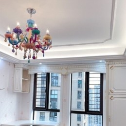 Lampadario a sospensione in cristallo colorato stile europeo Macaron