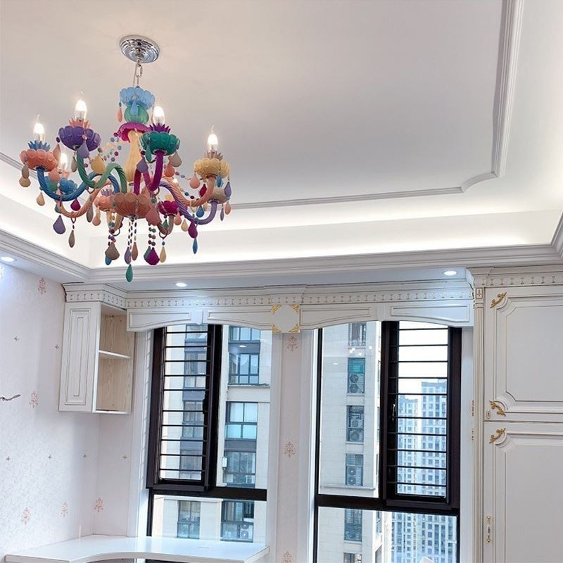 Lampadario a sospensione in cristallo colorato stile europeo Macaron