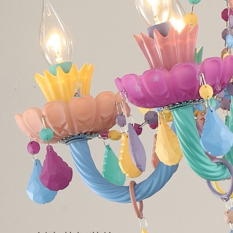 Lampadario a sospensione in cristallo colorato stile europeo Macaron