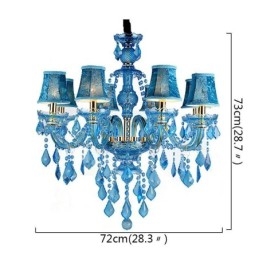 Grande lampadario a sospensione in cristallo blu stile europeo