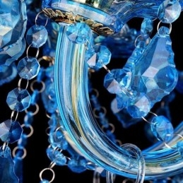 Grande lampadario a sospensione in cristallo blu stile europeo