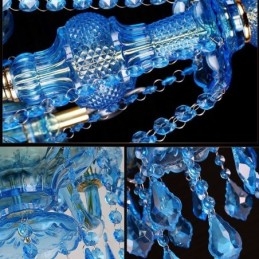 Grande lampadario a sospensione in cristallo blu stile europeo