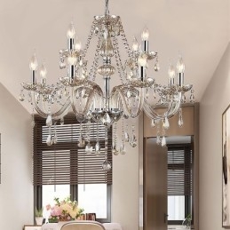 Lampadario a soffitto in cristallo cognac stile europeo