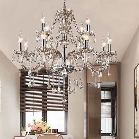 Lampadario a soffitto in cristallo cognac stile europeo