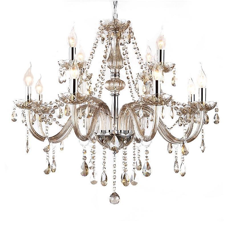 Lampadario a soffitto in cristallo cognac stile europeo