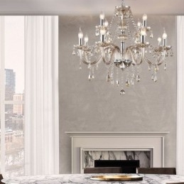 Lampadario a soffitto in cristallo cognac stile europeo