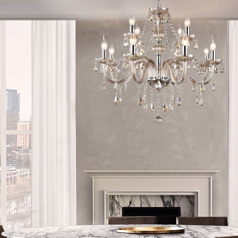 Lampadario a soffitto in cristallo cognac stile europeo