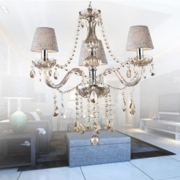 Lampadario classico in cristallo europeo color cognac