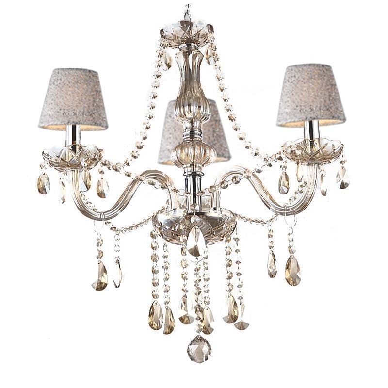 Lampadario classico in cristallo europeo color cognac