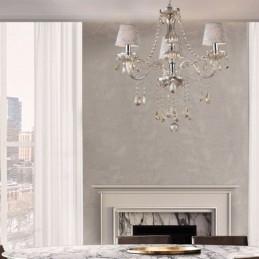 Lampadario classico in cristallo europeo color cognac