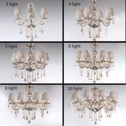 Lampadario classico in cristallo europeo color cognac