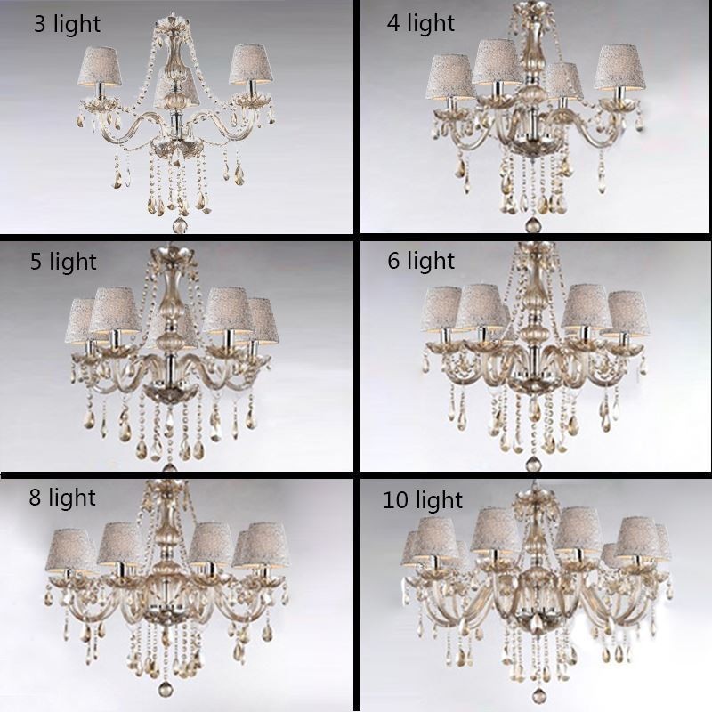 Lampadario classico in cristallo europeo color cognac