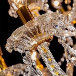 Lampadario a sospensione in cristallo di lusso con braccio filettato europeo dorato