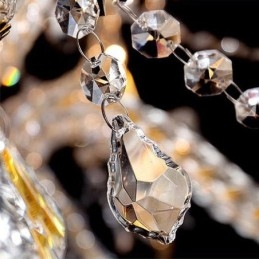 Lampadario a sospensione in cristallo di lusso con braccio filettato europeo dorato