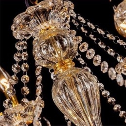 Lampadario a sospensione in cristallo di lusso con braccio filettato europeo dorato