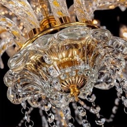 Lampadario a sospensione in cristallo di lusso con braccio filettato europeo dorato