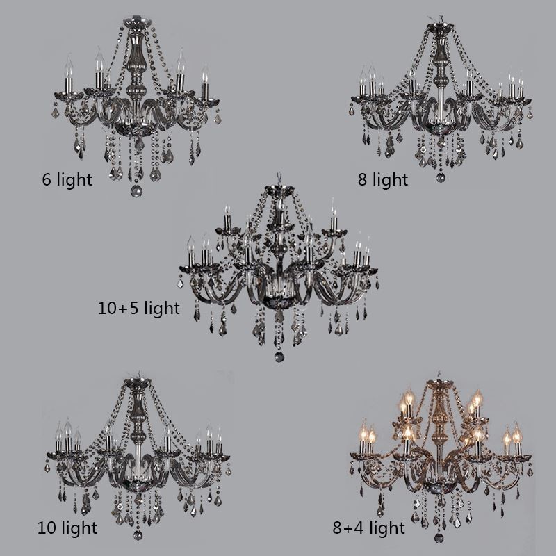 Lampadario di cristallo stile europeo in vetro, 6/8/10/8+4/10+5 luci, attacco E12/E14
