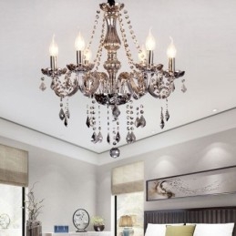 Lampadario di cristallo stile europeo in vetro, 6/8/10/8+4/10+5 luci, attacco E12/E14