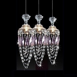 Lampadario in cristallo moderno contemporaneo cromo viola