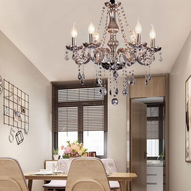 Lampadario di cristallo stile europeo in vetro, 6/8/10/8+4/10+5 luci, attacco E12/E14