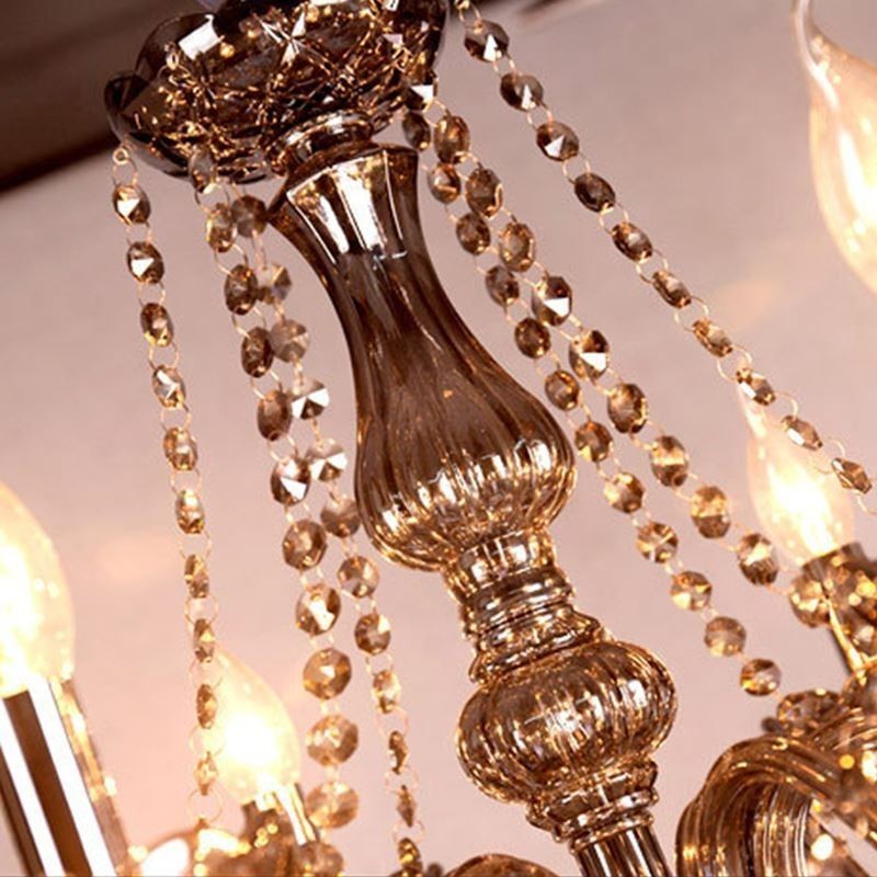 Lampadario di cristallo stile europeo in vetro, 6/8/10/8+4/10+5 luci, attacco E12/E14