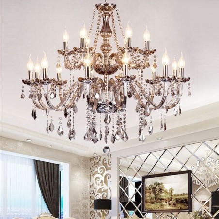 Grande lampadario a sospensione in cristallo stile europeo elegante