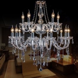 Lampadario a sospensione europeo in cristallo trasparente