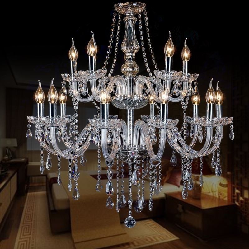 Lampadario a sospensione europeo in cristallo trasparente