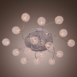Lampada da soffitto a filo G4 in ferro con paralumi in cristallo argentati