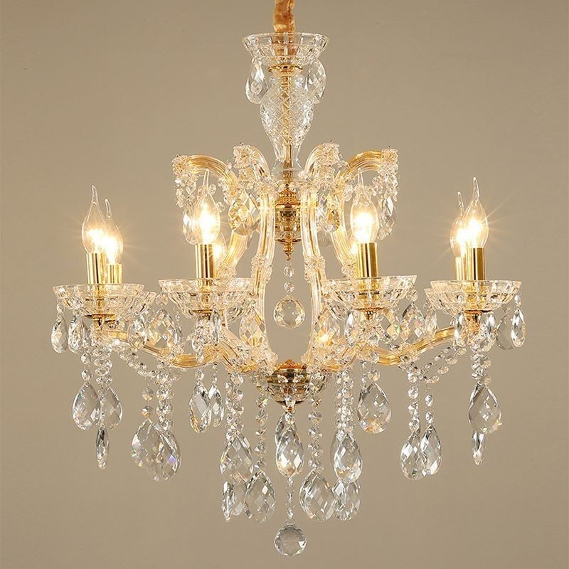 Lampadario a sospensione in cristallo stile europeo 6/8 luci E12/E14 60x65 cm