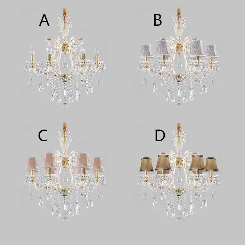 Lampadario a sospensione in cristallo stile europeo 6/8 luci E12/E14 60x65 cm
