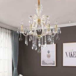 Lampadario a sospensione in cristallo stile europeo 6/8 luci E12/E14 60x65 cm