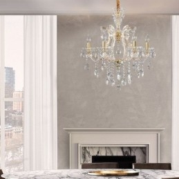 Lampadario a sospensione in cristallo stile europeo 6/8 luci E12/E14 60x65 cm