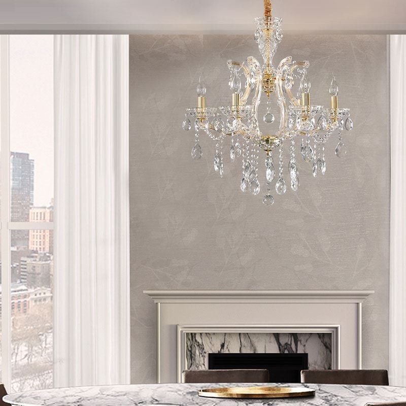 Lampadario a sospensione in cristallo stile europeo 6/8 luci E12/E14 60x65 cm