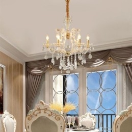 Lampadario a sospensione in cristallo stile europeo 6/8 luci E12/E14 60x65 cm