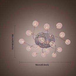 Lampada da soffitto a filo G4 in ferro con paralumi in cristallo argentati